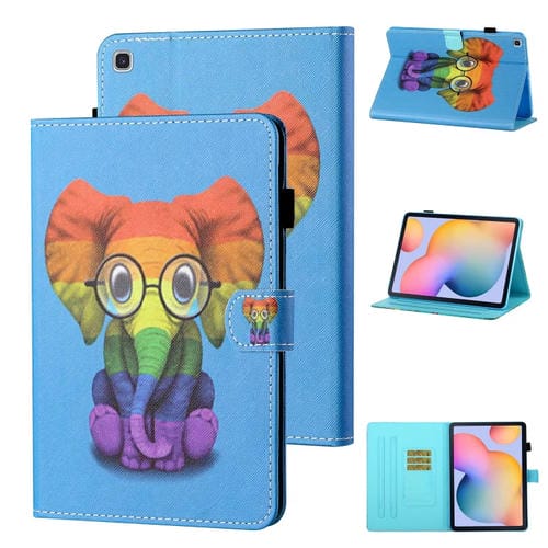 Funda para Samsung Galaxy Tab A7 Lite 8.7 (2021) T220 Cosquilla Horizontal Flip con Soporte y Ranura para Tarjeta (Elefante Colorido)