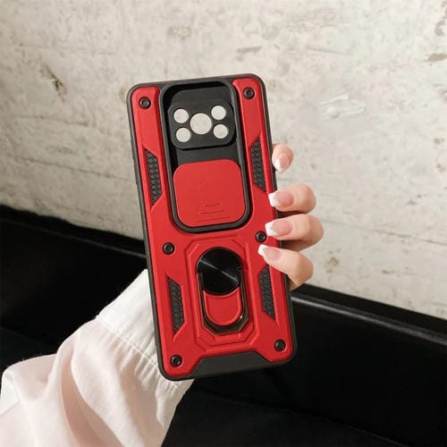 Para Xiaomi POCO X3 CUBIERTA DE CÁMARA DE CUERTA DE CUERZA DE CAMERA TPU + PC Funda protectora (rojo)