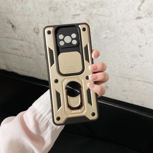 Para Xiaomi POCO X3 CUBIERTA DE CUERTA DE CUERA DE CAMERA DE TPU + PC Funda protectora (Oro)