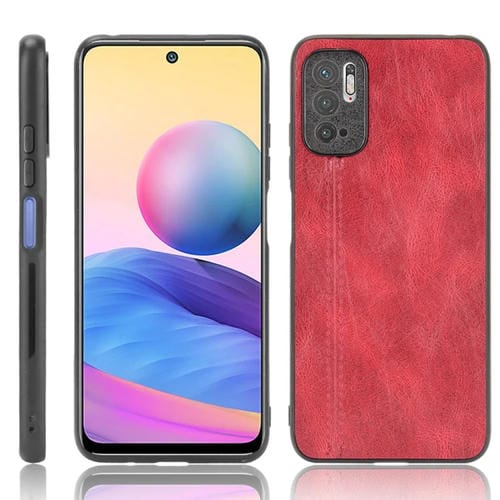 Para Xiaomi Redmi Note 10T 5G / NOTA 10 5G PATRO DE PATRO DE CUCHILLA DE COSTIDO A prueba de golpes PC + PU + CASO TPU (rojo)