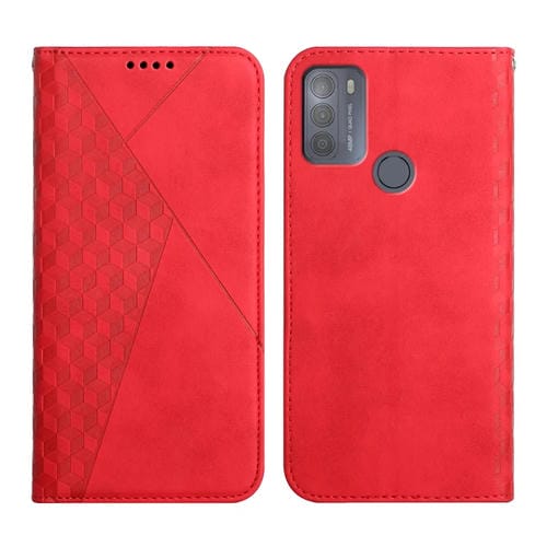 Para Motorola Moto G50 Diamond Pattern Splicing Splicing Siente Magnético Funda de cuero Horizontal Flip con ranuras y soporte para tarjetas y billetera (rojo)