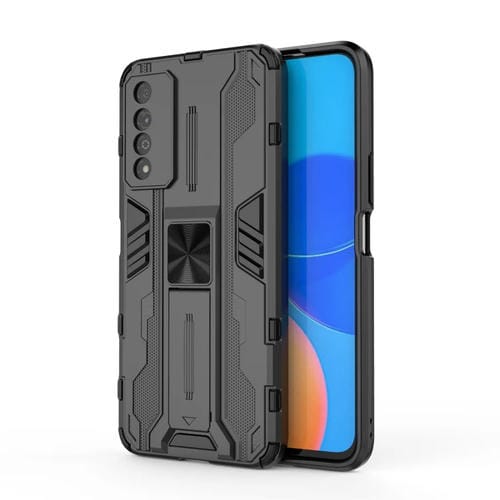 Para Play de honor 5T Pro Supersonic PC + TPU Funda protectora a prueba de golpes con titular (negro)