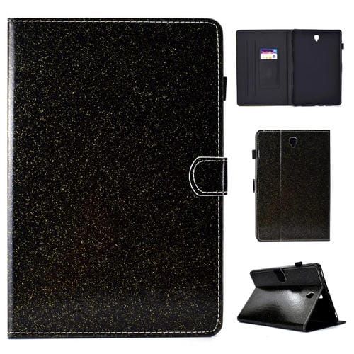 Funda De Cuero Galaxy Tab S4 10.5 T830 Varnish Glitter Powder Con Tapa Horizontal Soporte Y Ranura Para Tarjeta (Negro)