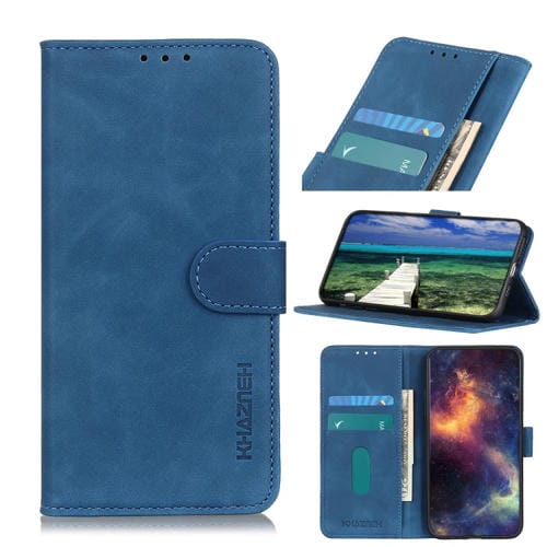 Funda para Motorola G Pure Khazneh Retro Textura PU + TPU Cuero Horizontal con Soporte y Ranuras (Azul)