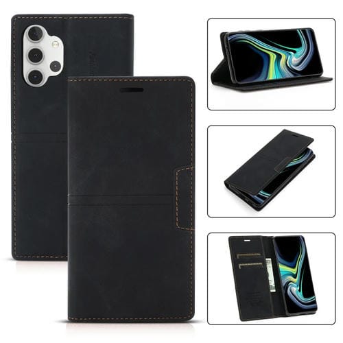Funda para Samsung Galaxy A82 5G Flip Horizontal PU Cuero con Soporte Ranura Tarjeta Billetera (Negro)