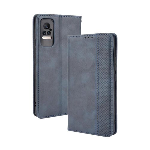 Para Xiaomi Civi Hebilla magnética Retro Crazy Horse Texture Horizontal Flip Funda de cuero con soporte y ranuras para tarjetas y marco de fotos (azul)