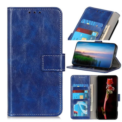 Para Xiaomi Civi 5G Retro Crazy Horse Texture Horizontal Flip Funda de cuero con soporte y ranuras para tarjetas y marco y billetera (azul)