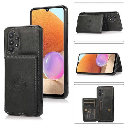 Funda para Samsung Galaxy A32 4G PU con Textura de Tarjeta Magnética (Negro)