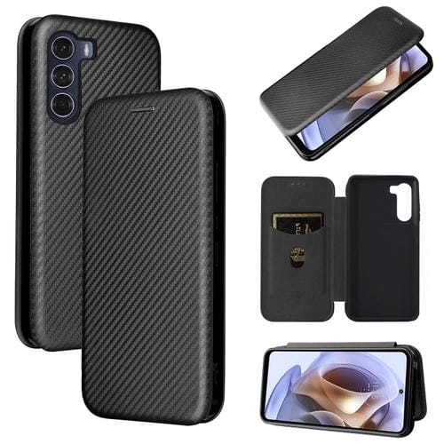 Para Motorola Moto G200 5G / EDGE S30 Carbon Fiber Texture Magnetic Horizontal Flip Funda telefónica (Negro)
