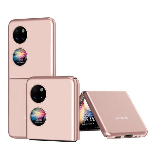 Para Huawei P50 Pocket Skin siente la caja de teléfono galvanallada helada (oro rosa)