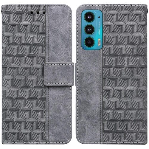 Para Motorola Moto Edge 20 Funda de cuero en relieve geométrico (gris)
