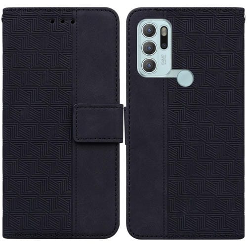 Para Motorola Moto G60S Caja de cuero en relieve geométrico (negro)