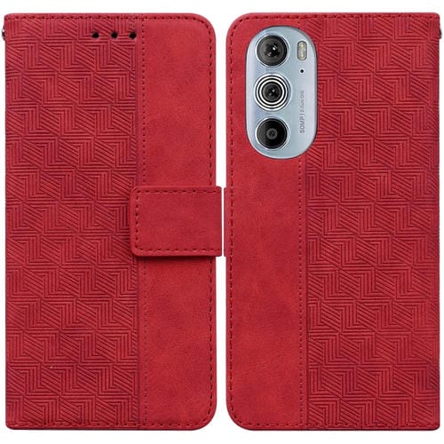 Para Motorola Edge + 2022 / Edge 30 Funda de cuero grabado en relieve geométrico (rojo)