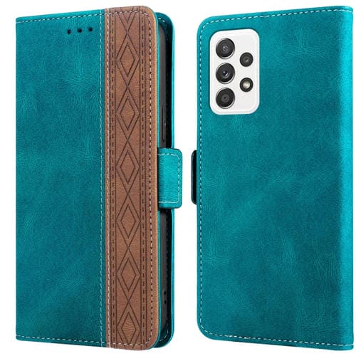 Funda para Samsung Galaxy A33 5G Caja de Cuero con Cosiendo RFID Magnético (Verde Oscuro)