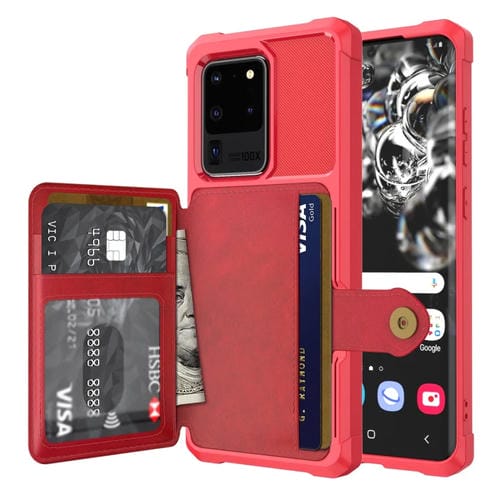 Para Samsung Galaxy S20 + Magnético Bolsa de Tarjeta Tarjeta Teléfono de cuero (rojo)