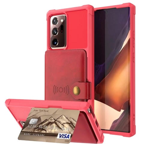 Para Samsung Galaxy Note20 Tarjeta de billetera ultra Magnética Caja del teléfono de cuero (rojo)