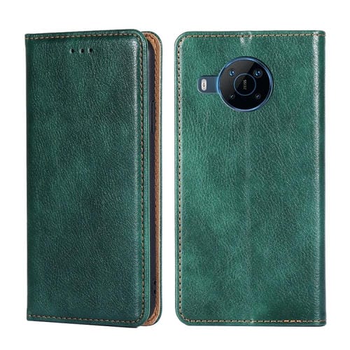 Para Nokia X100 Glossil Color sólido Caja de cuero magnético de cuero (verde)