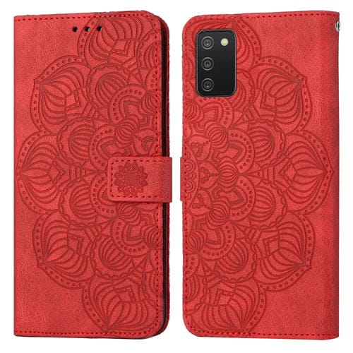 Para Samsung Galaxy A03S 166 mm Mandala Flip Flip Leather Case (rojo)