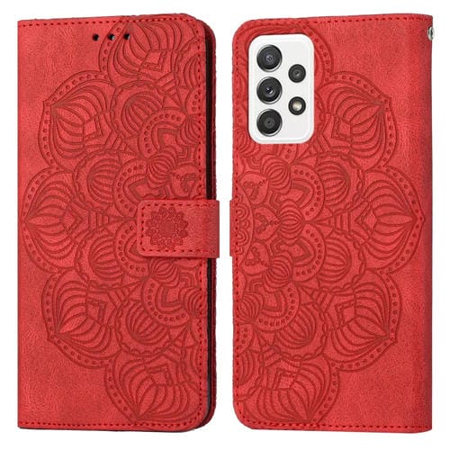 Para Samsung Galaxy A23 Mandala Flip Flip Leather Case (rojo)