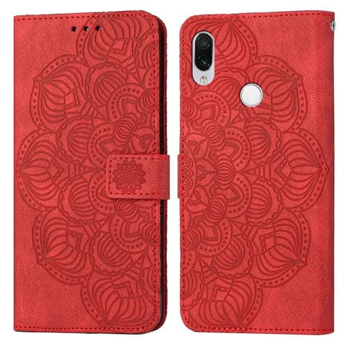 Para Xiaomi Redmi Nota 7 / Nota 7 Pro Mandala Flip Flip Leather Case (rojo)