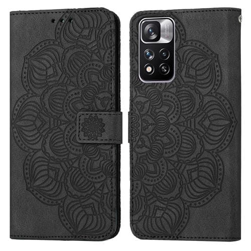Para Xiaomi Redmi Note 11 Pro 5G Mandala Flip Flip Leather Case (negro)