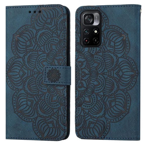 Para Xiaomi Redmi Note 11 5G Mandala Flip Flip Leather Case (azul)