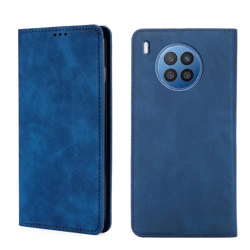 Funda para Huawei Nova 8I Skin Feel Flip Horizontal Magnética de Cuero (Azul)