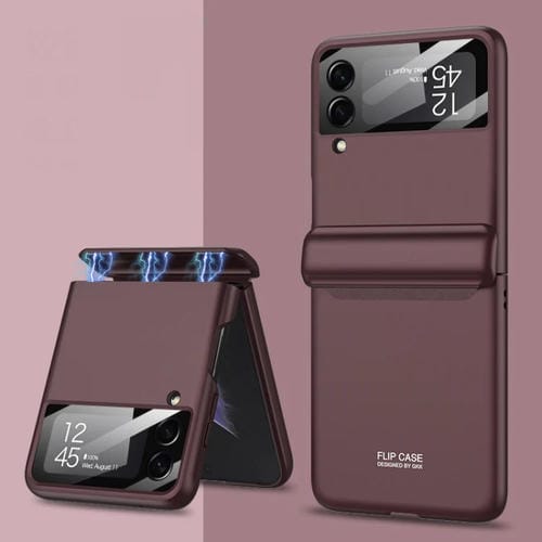 Para Samsung Galaxy Z Flip4 GKK Estuche protector para teléfono con pliegue magnético todo incluido (marrón)