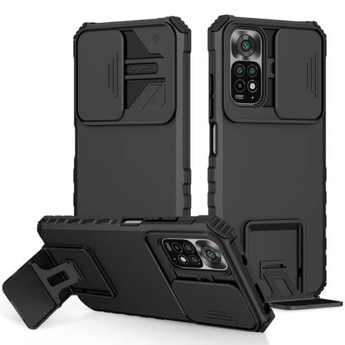 Para Xiaomi Redmi Note 11/11S Global Stereoscopic Holder Sliding Camshield Phone Case (Negro)