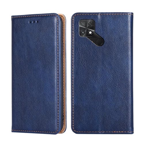 Para Xiaomi Poco C40 Estuche para teléfono de cuero con tapa magnética de color sólido de aceite brillante (azul)