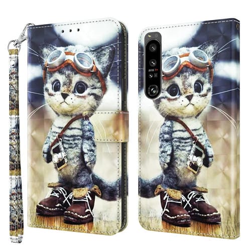Estuche para Sony Xperia 1 IV de Cuero Pintado en 3D (Naughty Cat)