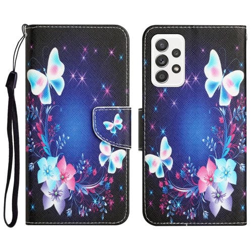 Para Samsung Galaxy A72 5G / 4G Estuche para teléfono de cuero con dibujo coloreado (mariposa)