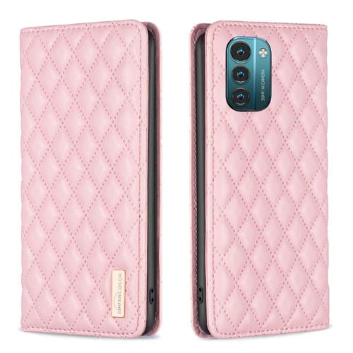 Funda Flip de Cuero Magnética para Nokia G11 / G21 con Patrón Diamante (Rosa)