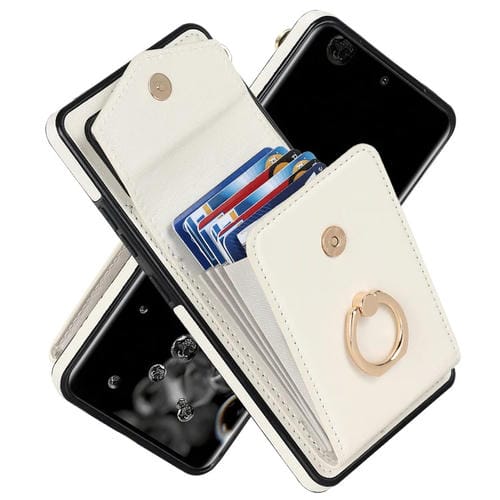 Funda para Samsung Galaxy S20 Ultra con Ring Holder y Ranura para Tarjeta RFID (Beige)