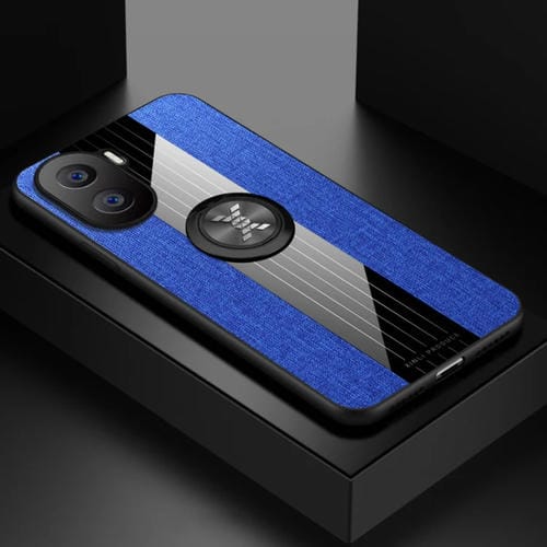 Para Honor X40i XINLI Costura de tela Textura TPU Funda para teléfono con soporte para anillo (Azul)