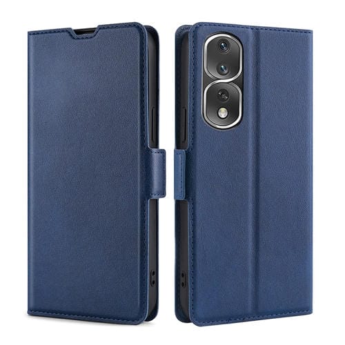 Para Honor 80 Pro Estuche para teléfono de cuero con tapa horizontal y hebilla lateral de voltaje ultrafino (Azul)