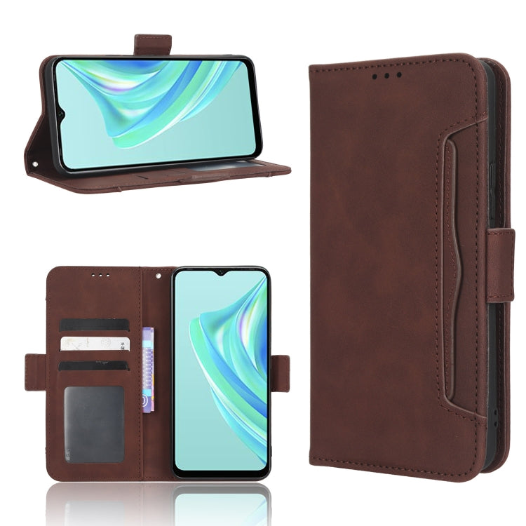Funda de Cuero para Infinix Hot 20I con Ranuras para Tarjetas y Textura Skin Feel Calf (Marrón)