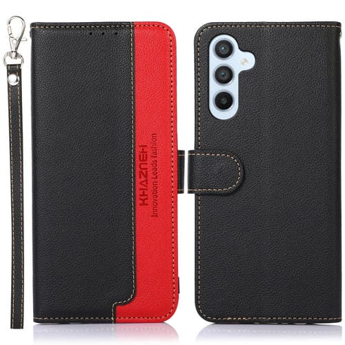Funda para Samsung Galaxy M14 5G Khazneh Litchi Texture Leather Rfid Phone Case (Negro)
