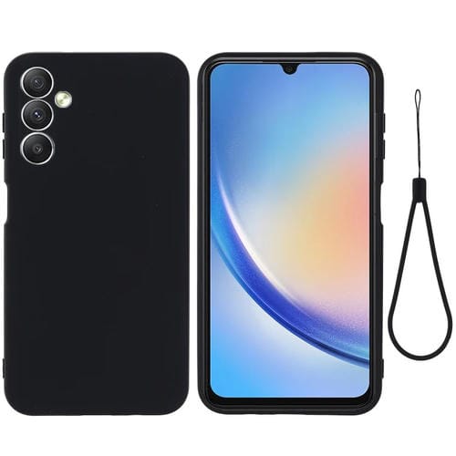 Para Samsung Galaxy A24 4G Pure Color Liquid Silicone Funda para teléfono a prueba de golpes (Negro)