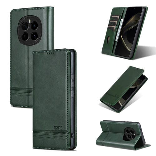 Funda de Cuero con Tapa Magnética Textura Piel de Becerro para Honor Magic7 Azns (Verde Oscuro)