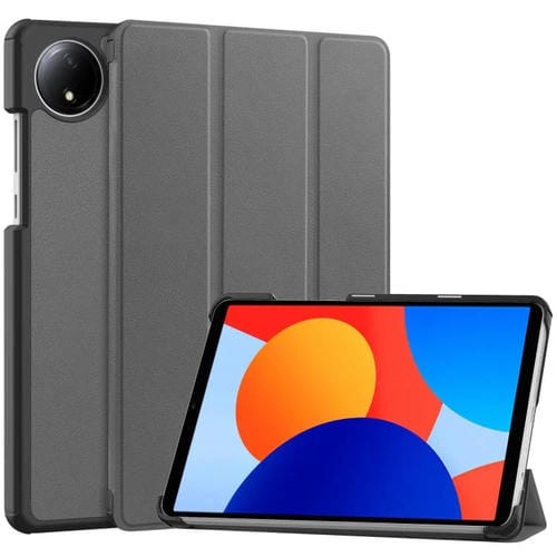 Funda de cuero con textura Custer y tres pliegues para Xiaomi Redmi Pad SE 8.7 (gris)