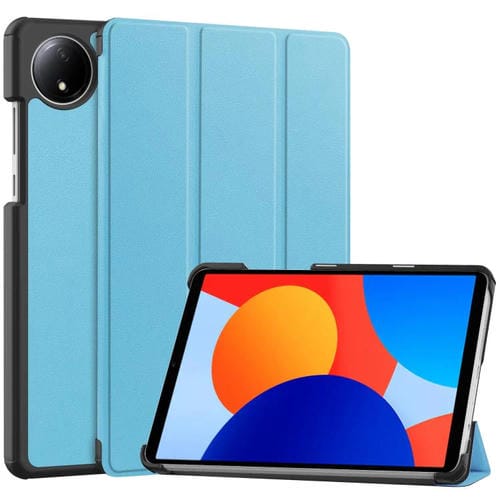 Funda de cuero con textura Custer y tres pliegues para Xiaomi Redmi Pad SE 8.7 (azul cielo)