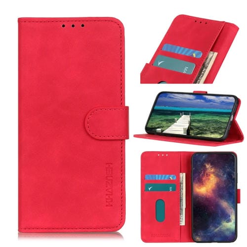 Funda para Teléfono Samsung Galaxy A35 5G Khazneh Cuero con Tapa Horizontal Textura Retro (Rojo)