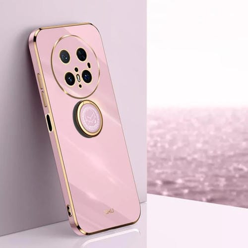 Funda TPU Xinli Borde Recto Galvanizada 6D para Huawei Mate 70 Pro/70 Pro+ con Soporte para Anillo (Morado Cereza)