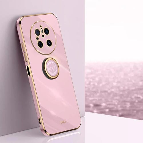 Funda TPU Galvanizada 6D con Borde Recto y Soporte para Anillo Huawei Mate 70 Xinli (Morado Cereza)