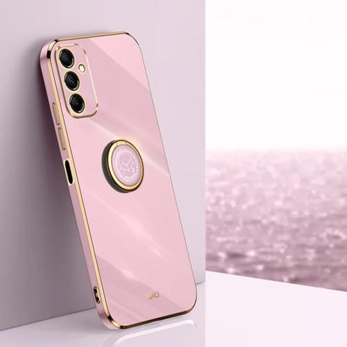 Estuche para Teléfono Xinli Samsung Galaxy A15 TPU Electrochapado 6D Borde Recto Soporte para Anillo (Púrpura Cereza)
