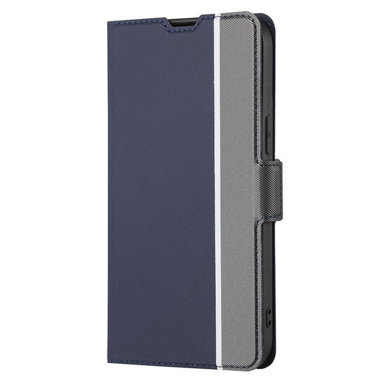 Funda de Cuero con Textura de Sarga y Botones Laterales para OnePlus Nord Ce 4 Lite 5G (Azul)