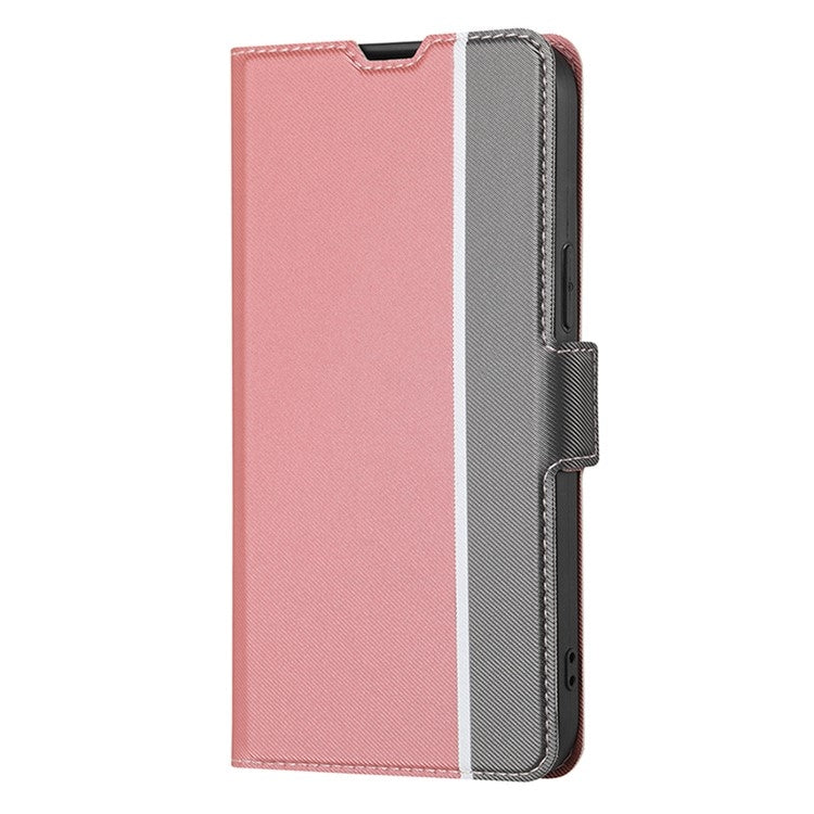 Funda de Cuero Textura de Sarga con Botones Laterales para OnePlus Nord Ce 4 Lite 5G (Rosa)