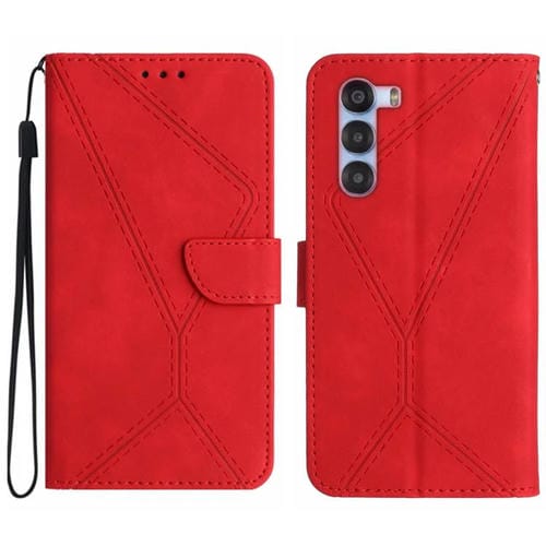 Funda de Cuero para ZTE Nubia S 5G A403Zt con Relieve y Costuras (Rojo)