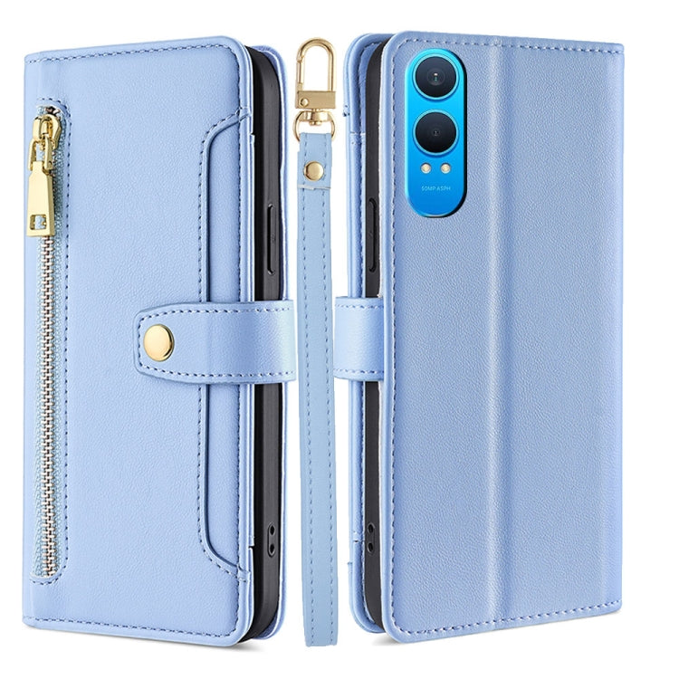 Funda de Cuero con Cremallera para OnePlus Nord Ce 4 Lite 5G (Azul)